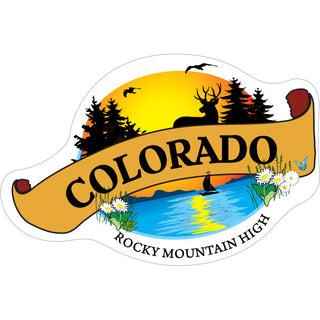 OK4 Colorado Banner Deer Trees and Lake Sticker