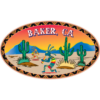 Baker  CA Triple Cactus & Kokopelli Oval (46786) Sticker