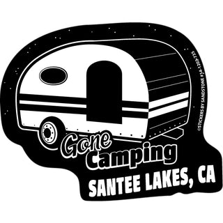 OK4 Santee Lakes CA Gone Camping Black and White Sticker