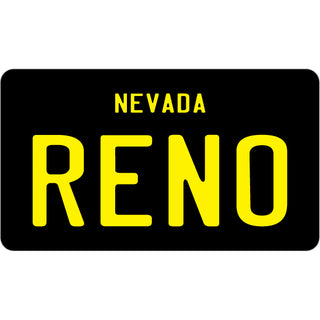 Reno  Nevada   Black License Plate Sticker