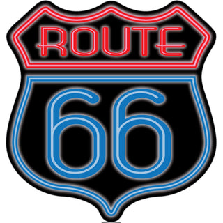 Route 66   Neon Red & Blue Shield Sticker