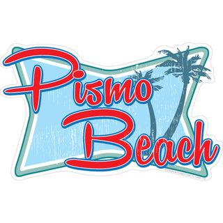 Pismo Beach CA Retro Shape with Palms Sticker