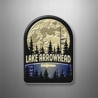 Lake Arrowhead  California   Full Moon Behind Trees 3D Magnet