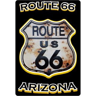 Arizona Gold Text Rusty Route 66 Shield Sticker