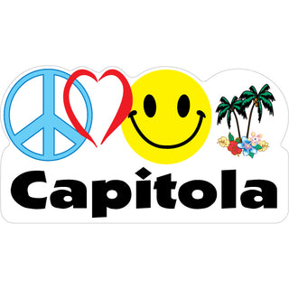 Capitola   Peace Heart Happy Palms Sticker