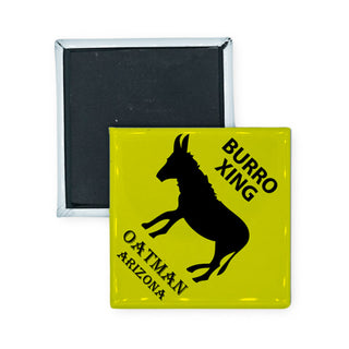 Oatman  Arizona   Burro Crossing Sign Square Badge Magnet
