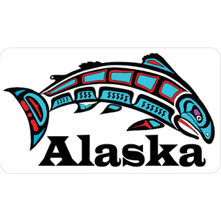 Alaska Alaskan Style Fish Red & Blue Sticker
