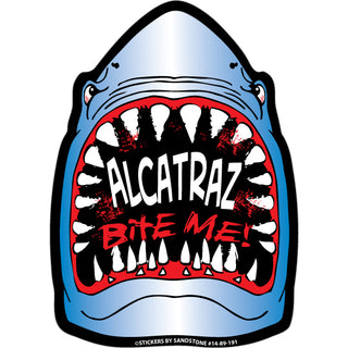OK4 Alcatraz Bit Me Shark   Playing Card Sized Stickers Sticker