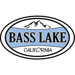 Bass Lake  California   Blue Banner Mountain Oval Sticker