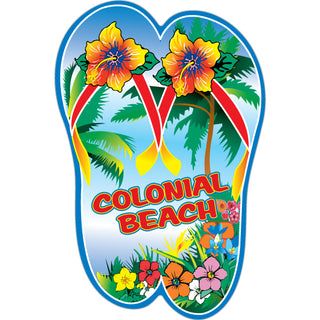 Colonial Beach Flip Flops with Flowers Vertical Sticker