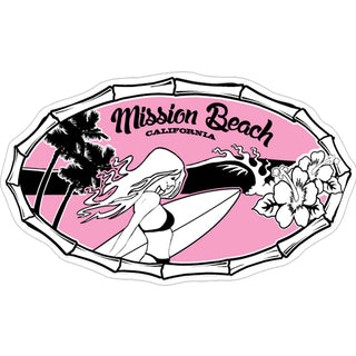 Mission Beach California   Pink Surfer Gir Sticker
