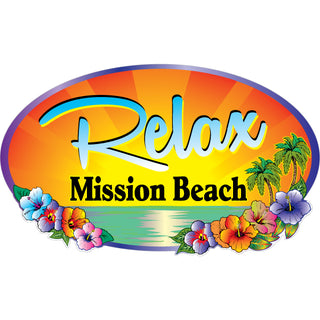 OK4 Mission Beach  CA Relax Oval (00156) Sticker
