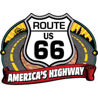 Route 66   Americas Highway Curved Road Sticker