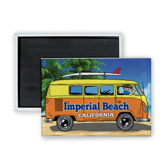 Imperial Beach  California   Bus Side View Surfboard Rectangle Badge Magnet