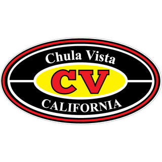 Chula Vista  CA Black Yellow Oval w Red Letters Sticker