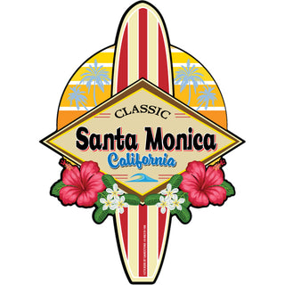 OK4 SANTA MONICA SURFBOARD DIAMOND FLOWERS Sticker