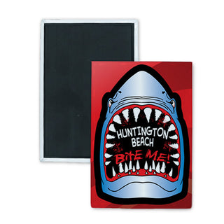 Huntington Beach   Bite Me Shark rearrange Rectangle Badge Magnet