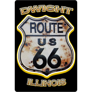 Dwight Illinois   Route 66 Rustic Sign Sticker