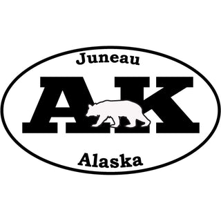 ALASKA Juneau Euro Oval Bear Sticker
