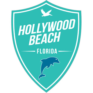 OK3 Hollywood Beach FL Teal Shield w Dolphin Sticker