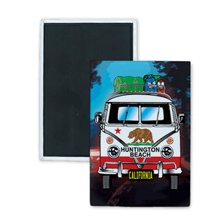 Huntington Beach  California Bus Ca Bear Flag Front view Rectangle Badge Magnet