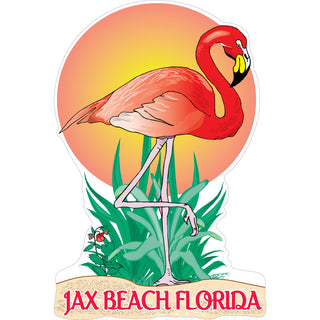 OK3 Jax Beach Florida Flamingo with Sun Vertical Sticker