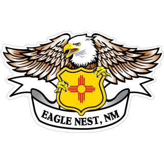 Eagle Nest  NM   Eagle Holding New Mexico Flag Shield Sticker