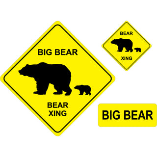 Big Bear   Bear Family Crossing Signs Sticker