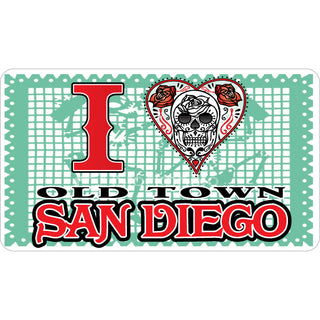 Old Town San Diego   I Heart Skull Sticker