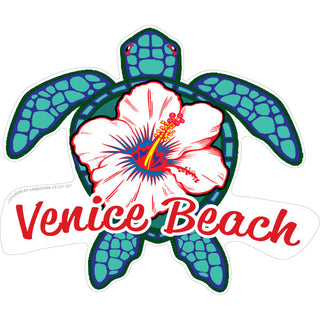 OK4 Venice Beach Blue Turtle with White flower Sticker