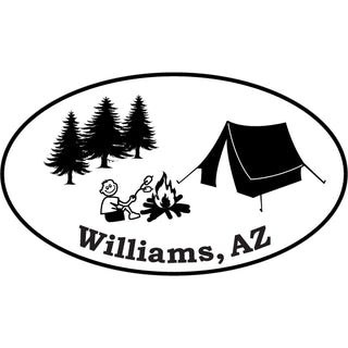 Williams AZ Camping Oval Black and White Sticker