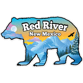 Red River New Mexico   Snowy Mountains Inside Bear Sticker