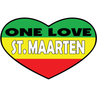 St Maarten One Love Heart Sticker