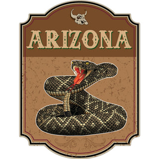 Arizona Rattlesnake on Brown Sign Sticker