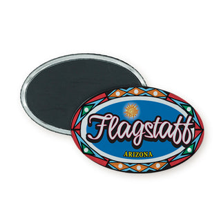 Flagstaff Arizona Indian Border Oval Badge Magnet
