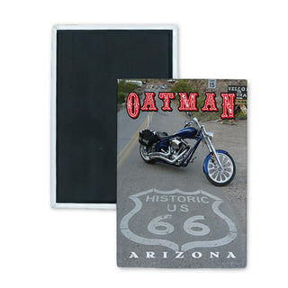 Oatman Route 66 Motorcycle Chopper Photograph Rectangle Badge Magnet