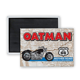 Oatman AZ Motorcycle with Map Rectangle Badge Magnet