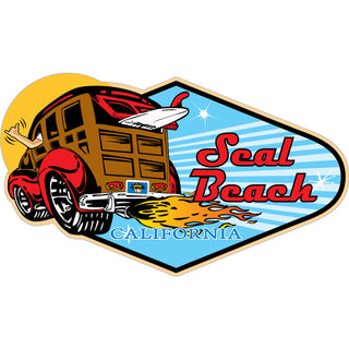 Seal Beach California   Rounded Diamond Woody Sticker