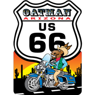 OATMAN DONKEY ON MOTORCYCLE Sticker