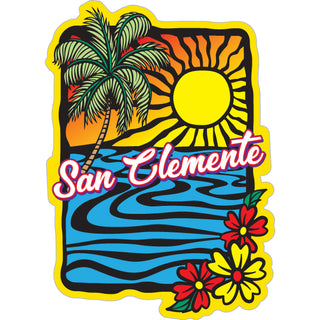 San Clemente   Abstract Sunset Flowers Sticker
