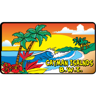 Cayman Islands B.W.I Beach and Palms Sticker