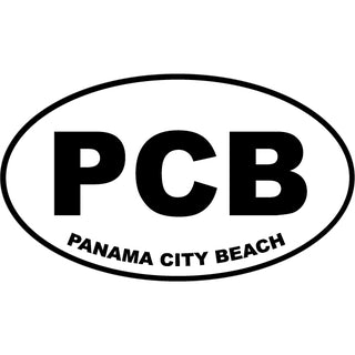 OK4 Panama City Beach Euro Oval Black White Sticker
