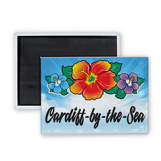 Cardiff by the Sea   Triple Hibiscus Rectangle Badge Magnet