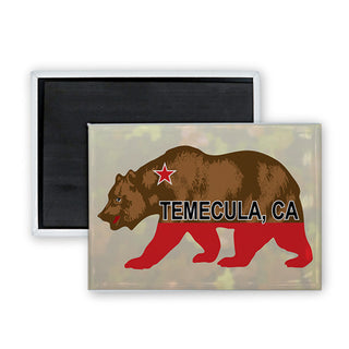 Temecula  CA   Red Star & Legged Flag Bear Rectangle Badge Magnet