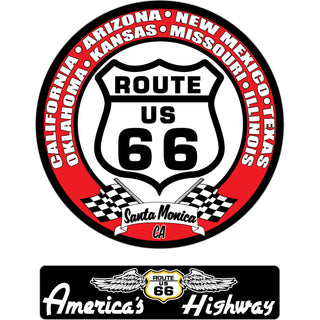 Santa Monica  CA   Red Round and Highway Strip Sticker