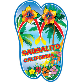 OK4 Sausalito  CA Tropical Flip Flops (00079) Sticker