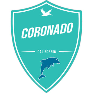 Coronado  CA   Teal Dolphin Shield Sticker