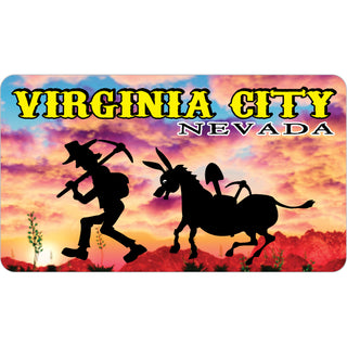 Virginia City  Nevada   Miner & Donkey Silhouette Cloudy Sunset Sticker