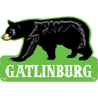 GATLINBURG WALKING BEAR GREEN large Sticker