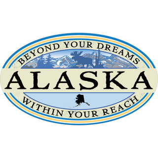 Alaska Blue Tan Oval with Moose Sticker